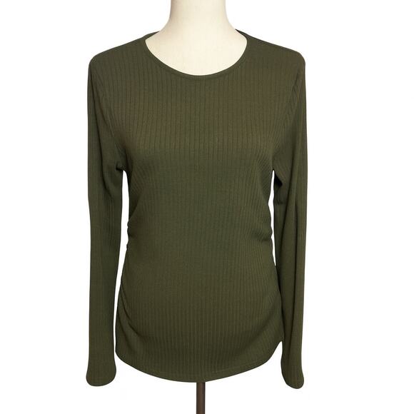 Nine Britton Sweater Size XL Slenderizing Side Ruching Green Shirt - Picture 1 of 8